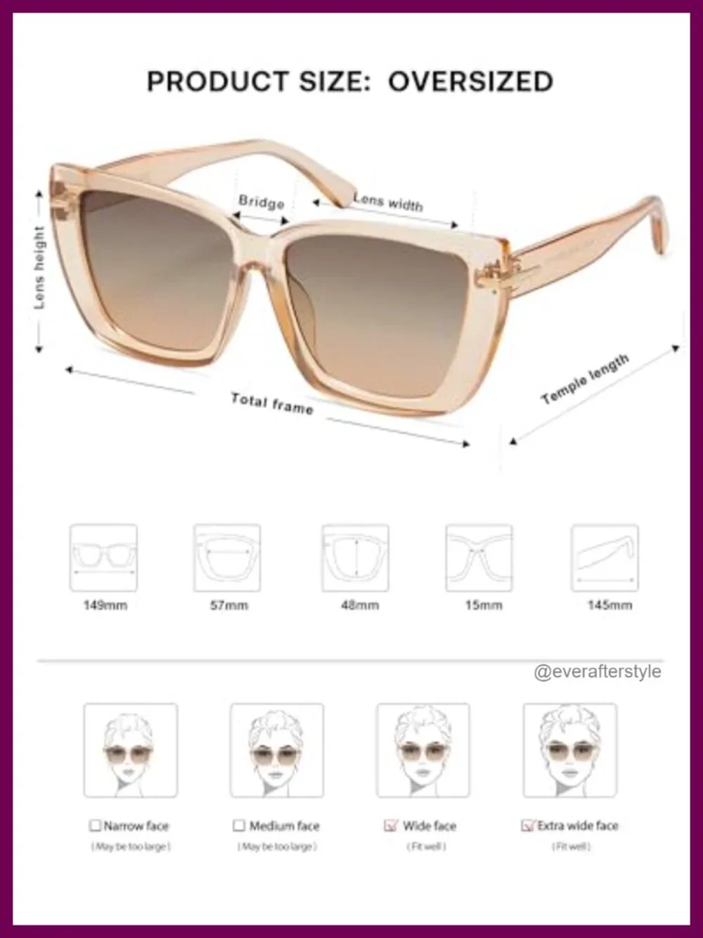 Oversized Cat Eye Sunglasses for Women UV400 Protection 70s Trendy Shades